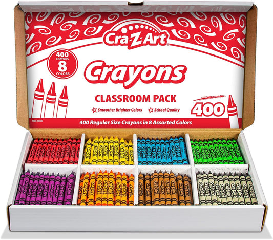 Crayon Bulk Class Pack 400Ct 8 Assorted Colors, Back to School Supply List Essential, Bulk Pack for School Supply Rooms and in Class for Teachers