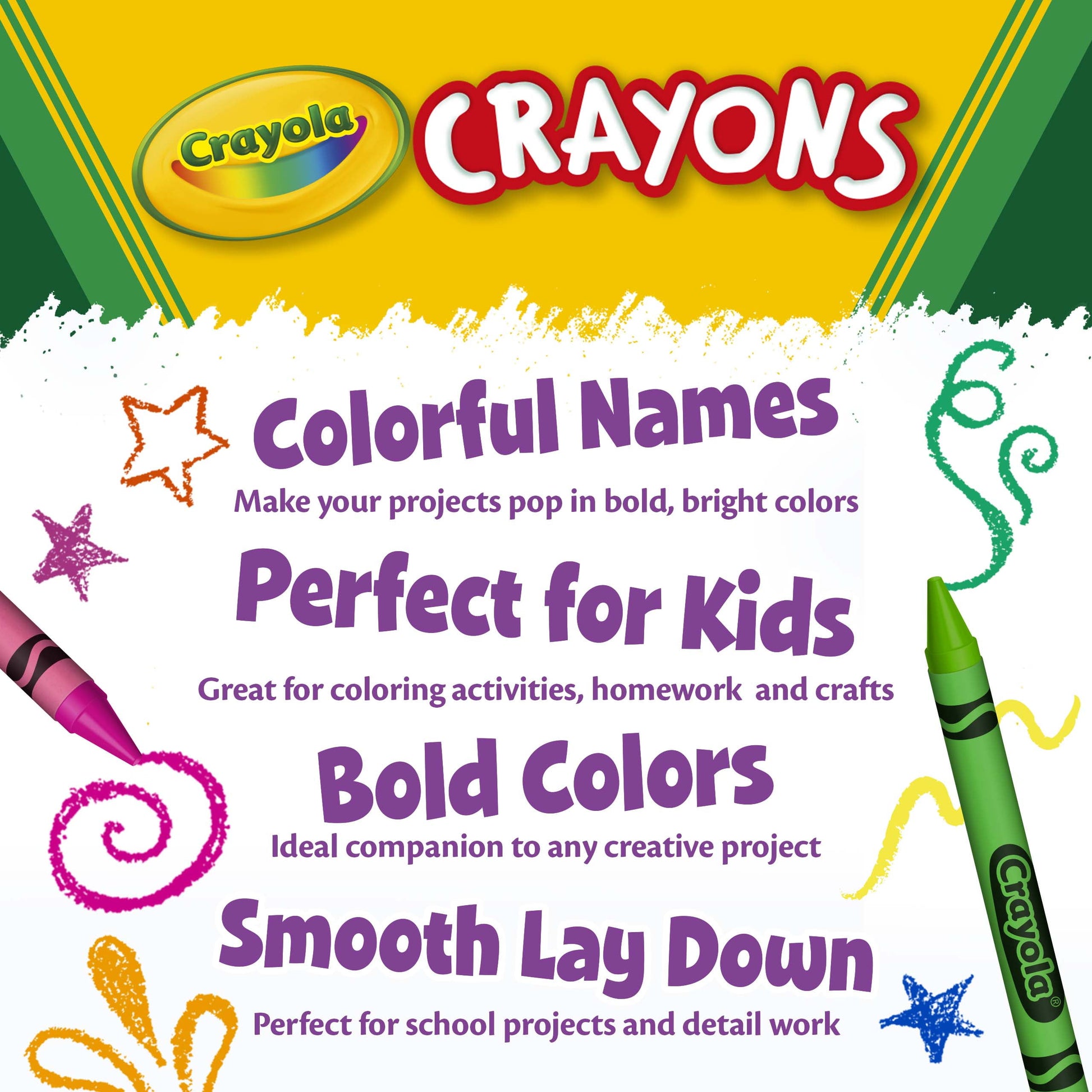 Crayons with Sharpener, 64 Ct, Back to School Supplies, Classroom Must Haves for Teachers, Arts and Crafts, Coloring Gift for Kids, Ages 4, 5, 6, 7