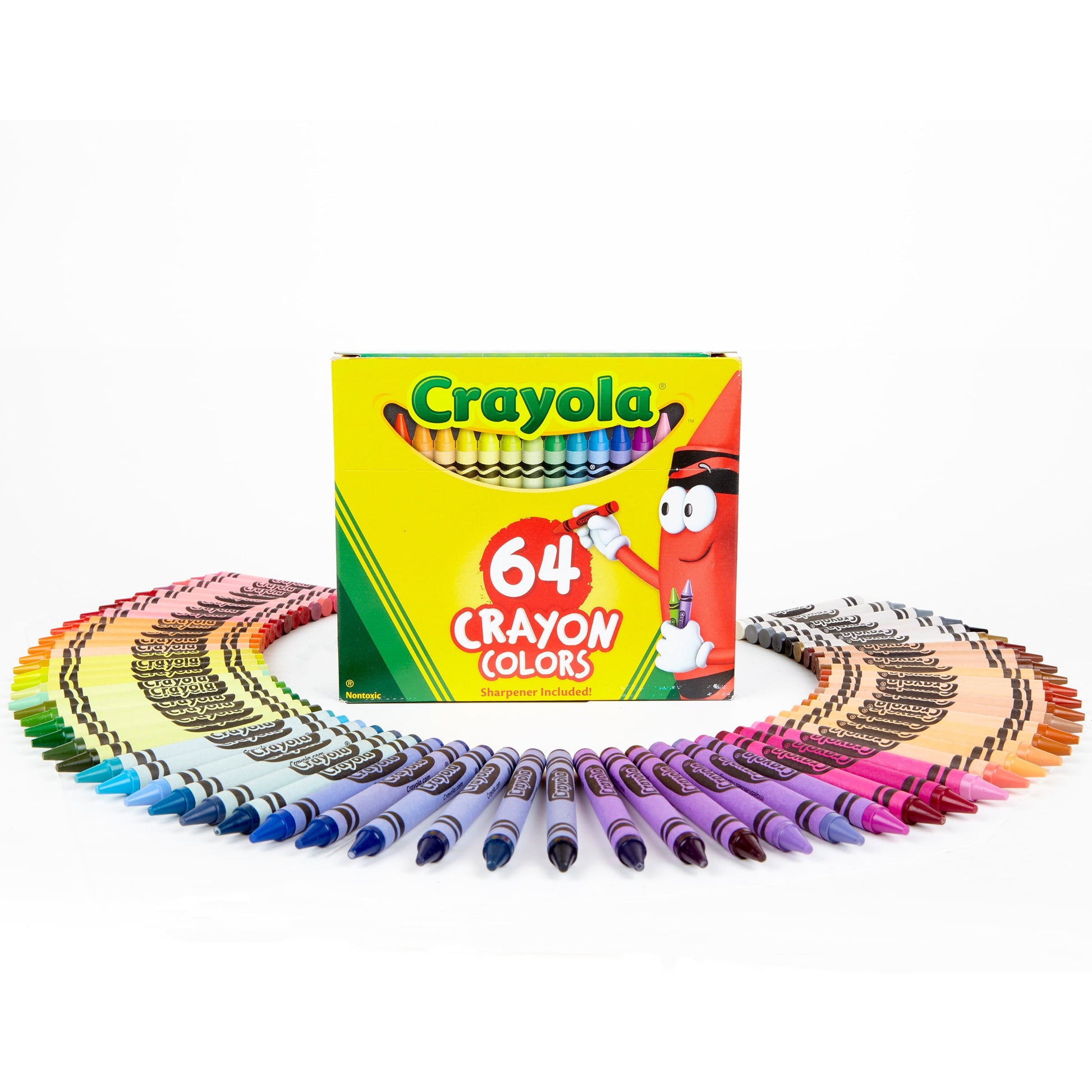 Crayons with Sharpener, 64 Ct, Back to School Supplies, Classroom Must Haves for Teachers, Arts and Crafts, Coloring Gift for Kids, Ages 4, 5, 6, 7