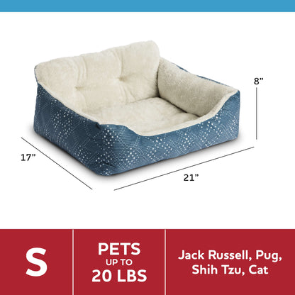 (6 Pack)  Bed for Dogs & Cats, Plush Lounger, Portable, Machine Washable, Blue, 21" X 17"